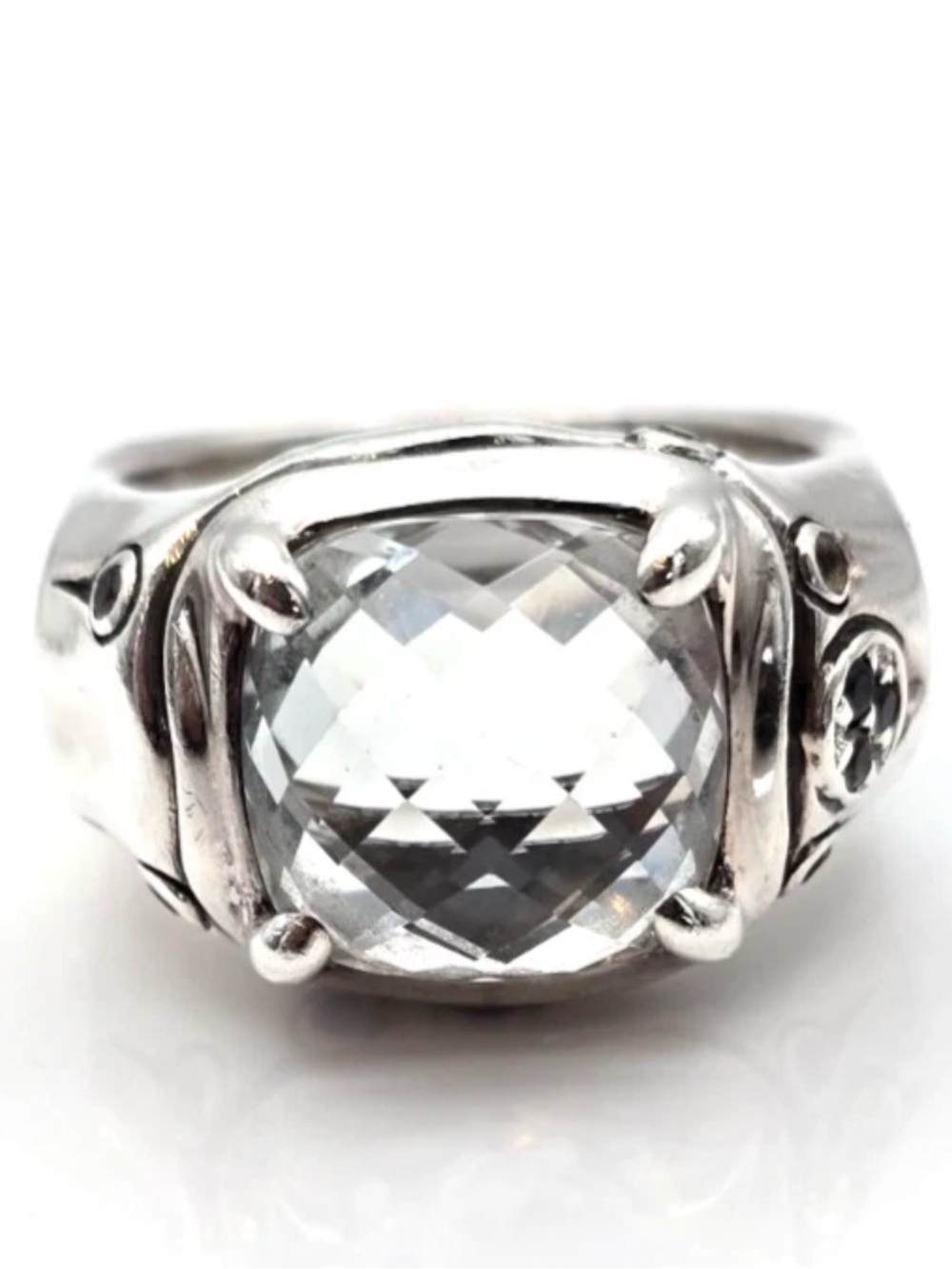 *BEAUTIFUL* - JOHN HARDY White Topaz Bamboo, 925 Sterling Silver Ring, Size 7